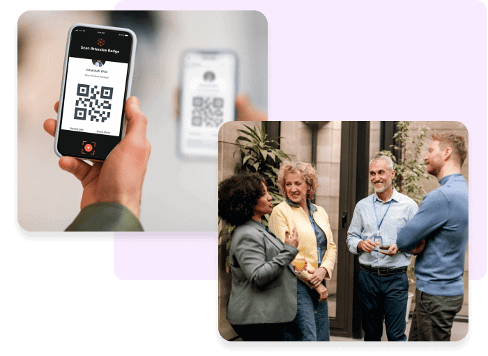 Attendees engaging at a trade show