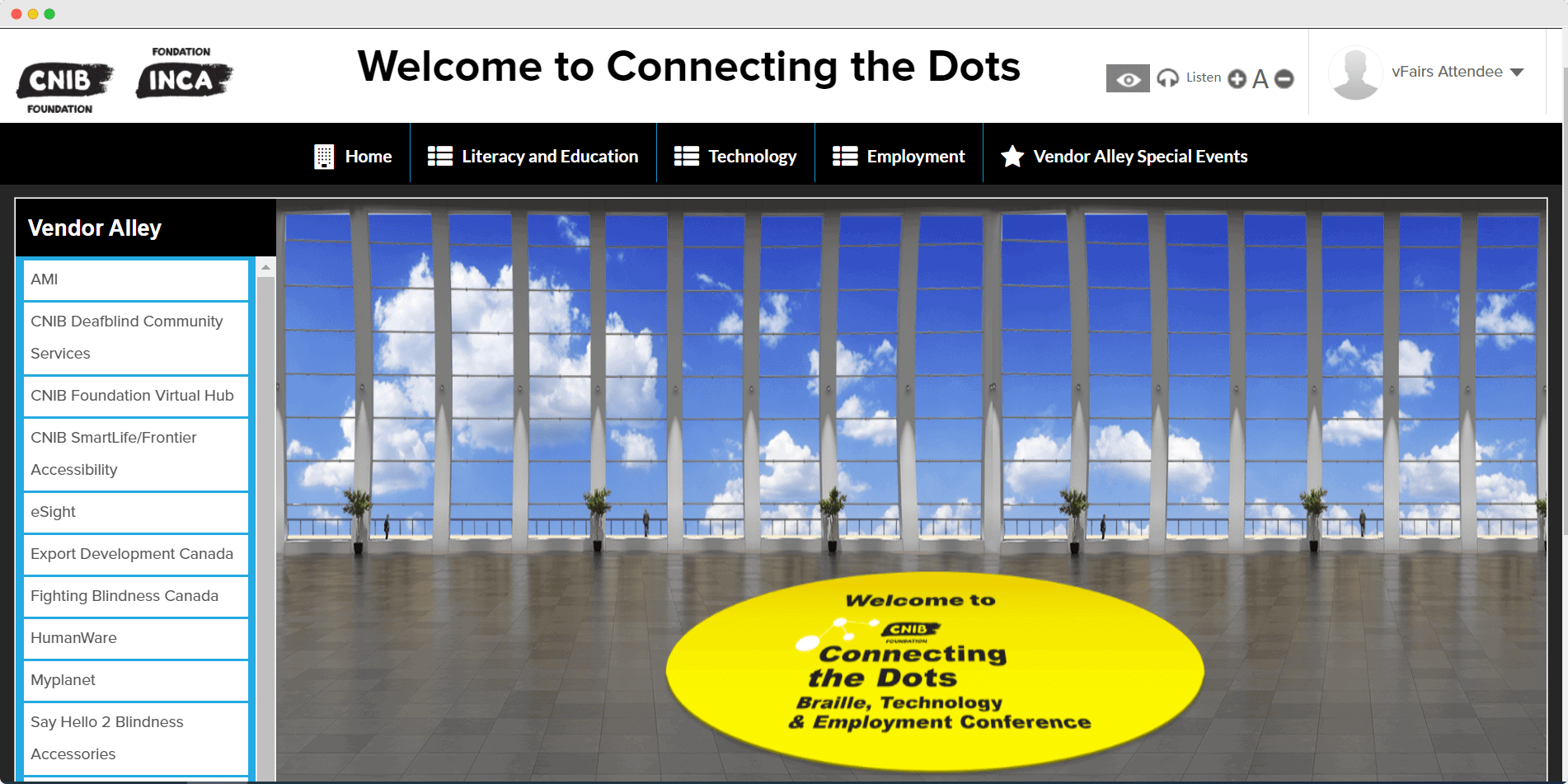 CNIB virtual event lobby
